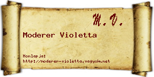 Moderer Violetta névjegykártya